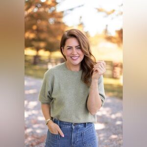 *YELLOW* Jillian Harris for Joe Fresh Knit Short Sleeve Boxy Sweater Relaxed fit